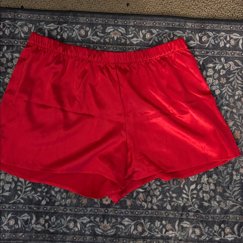 Women's Red Satin Pajama Shorts